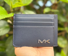 MICHAEL KORS COPPER SLIM CARD CASE WALLET DARK NAVY