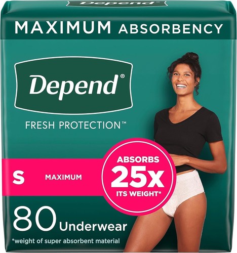 Depend Fresh Protection Adult Incontinence & Postpartum Underwear Small 80 Count