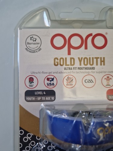 Opro Gold Youth Self-Fit Boxing Mouthguard GumShield Level 4 up to 10 years BLUE - Picture 4 of 14