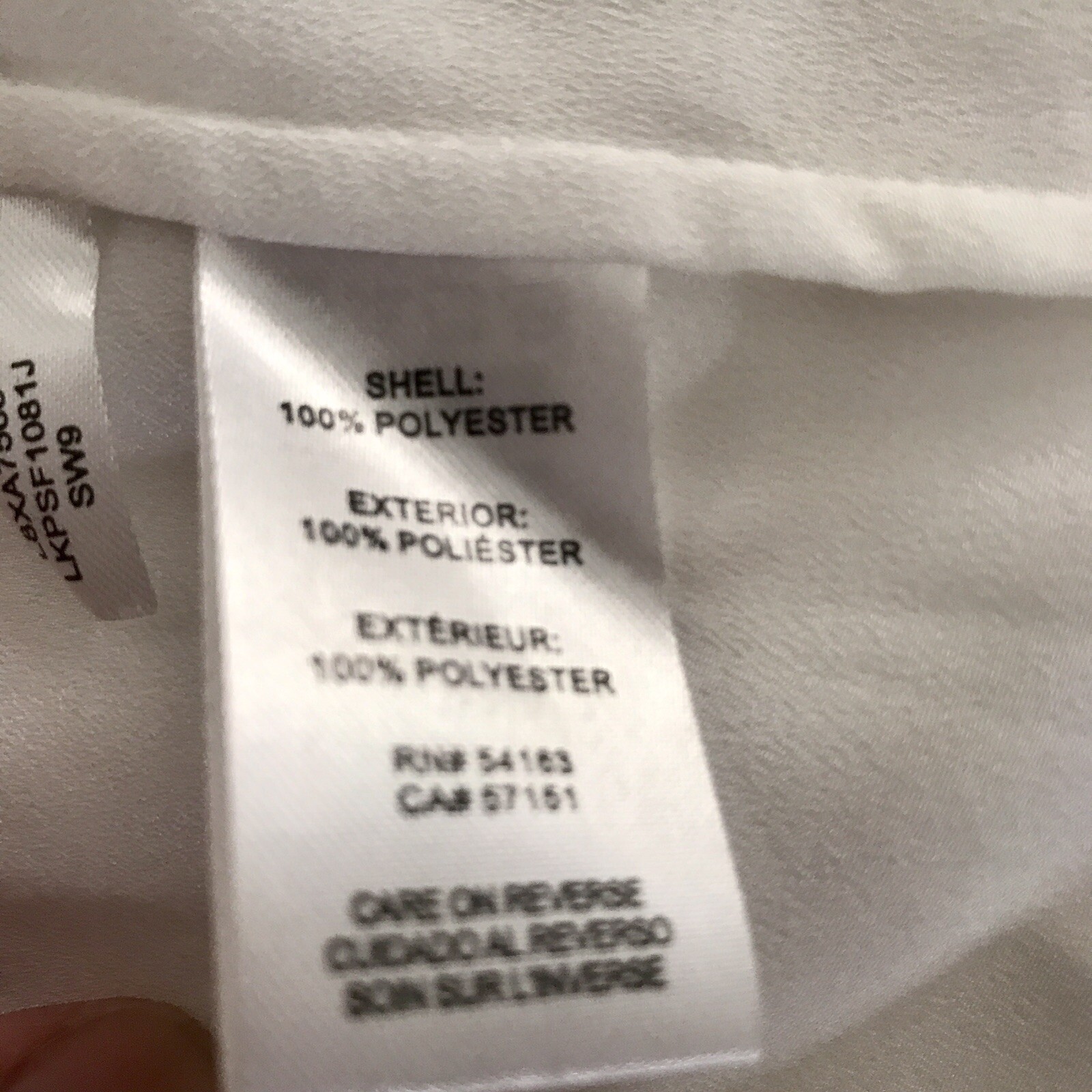 Karl Lagerfeld Women’s White Sheer Top, Pearl Accent Around Neck,Medium