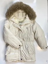 EDDIE BAUER White Premier Polar Parka GOOSE Down Fur Lined Hood / Women’s Small