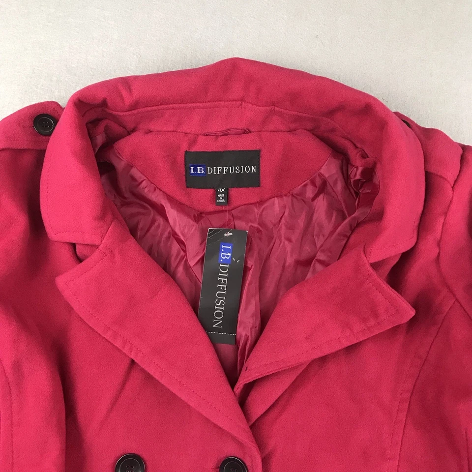 IB Diffusion Coat Womens 4X Pink Double Breasted Button Up NWT - Image 2 of 4