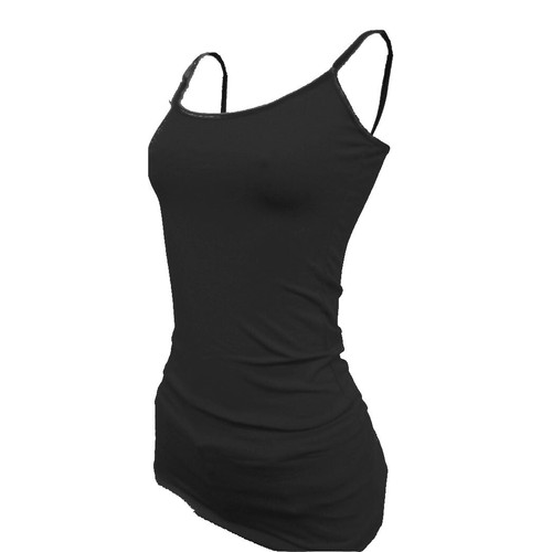 (Bozzolo) Plain Long Tank Top w/Spaghetti Straps Cotton Cami Junior Size S M L - Picture 9 of 78