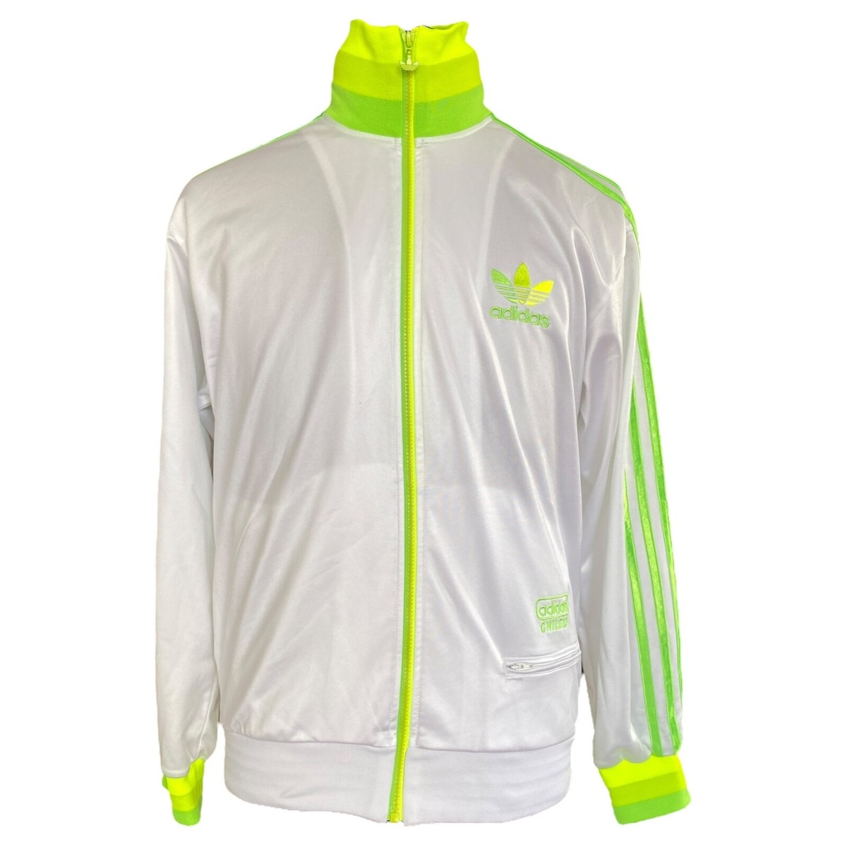 Adidas Chile 62 Track Jacket Mens Medium White Neon Green Rare