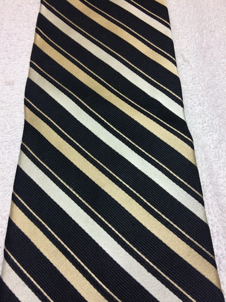 VAN HEUSEN CORBATA HOMBRE NEGRA CON RAYAS BLANCAS Y BEIGE 4 X 58 Foto 3 de 4