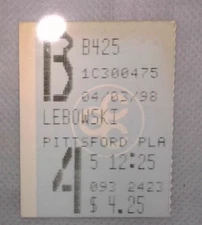 THE BIG LEBOWSKI (1998) Original Theatrical Run Movie Ticket Stub - RARE!