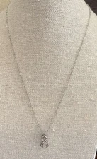 Sterling Silver Wms Breast Cancer Awareness Pink Crystal Chain 18” Adjustable