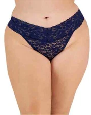 I.n.c. International Concepts Plus Size Lace Thong Underwear Lingerie, Navy, 3X