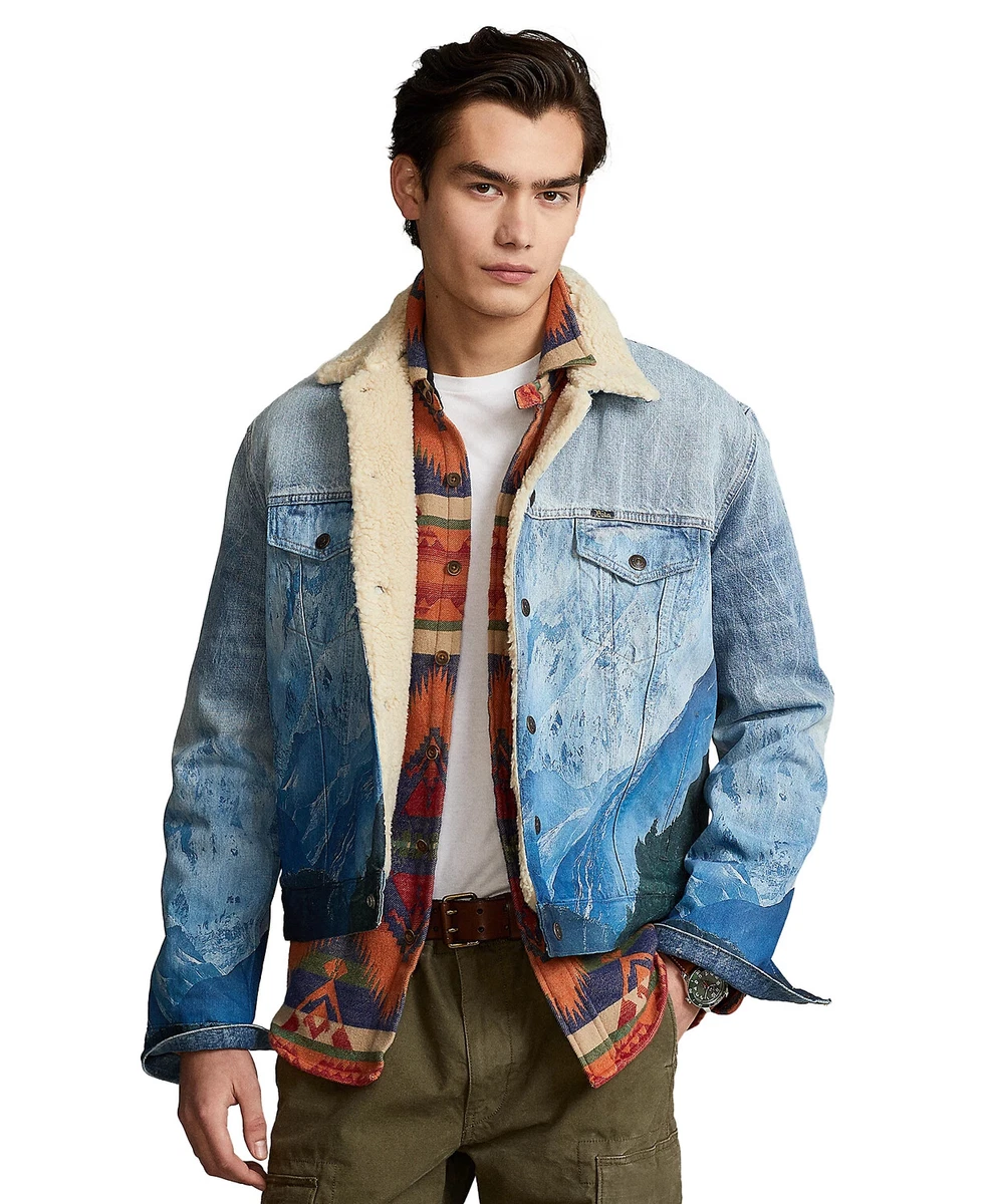 Polo Ralph Lauren Men Fleece Lined Mountain View Graphic Denim