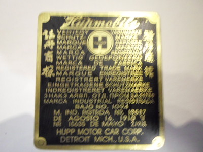 Typenschild Messing Schild Hup mobile hupmobile oldtimer S96