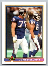 1991  Bowman #369 Jumbo Elliott New York Giants