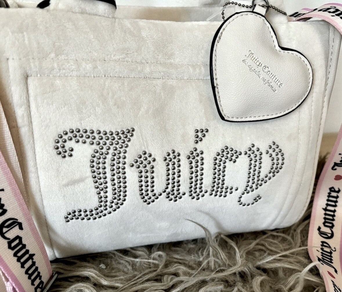 New Juicy Couture Velvet Mini Gray Rhinestone Logo Angel Backpack Heart Puff Tag Juicy Couture | Bags | Juicy Couture Velour Big Spender Mini  main image 3