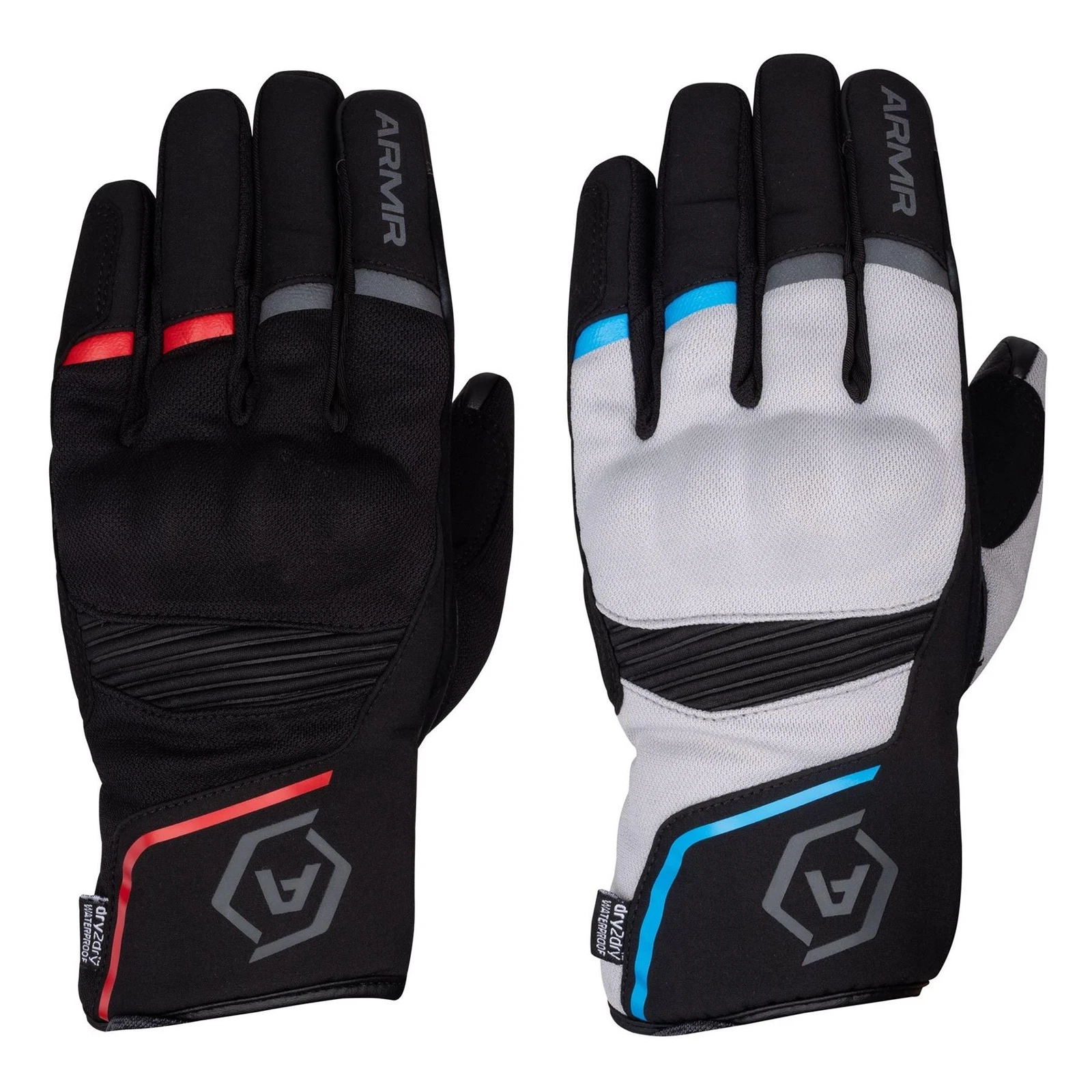 ARMR Moto Eyoshi 3.0 Short Waterproof Mens Motorcycle Gloves Scooter Black Grey