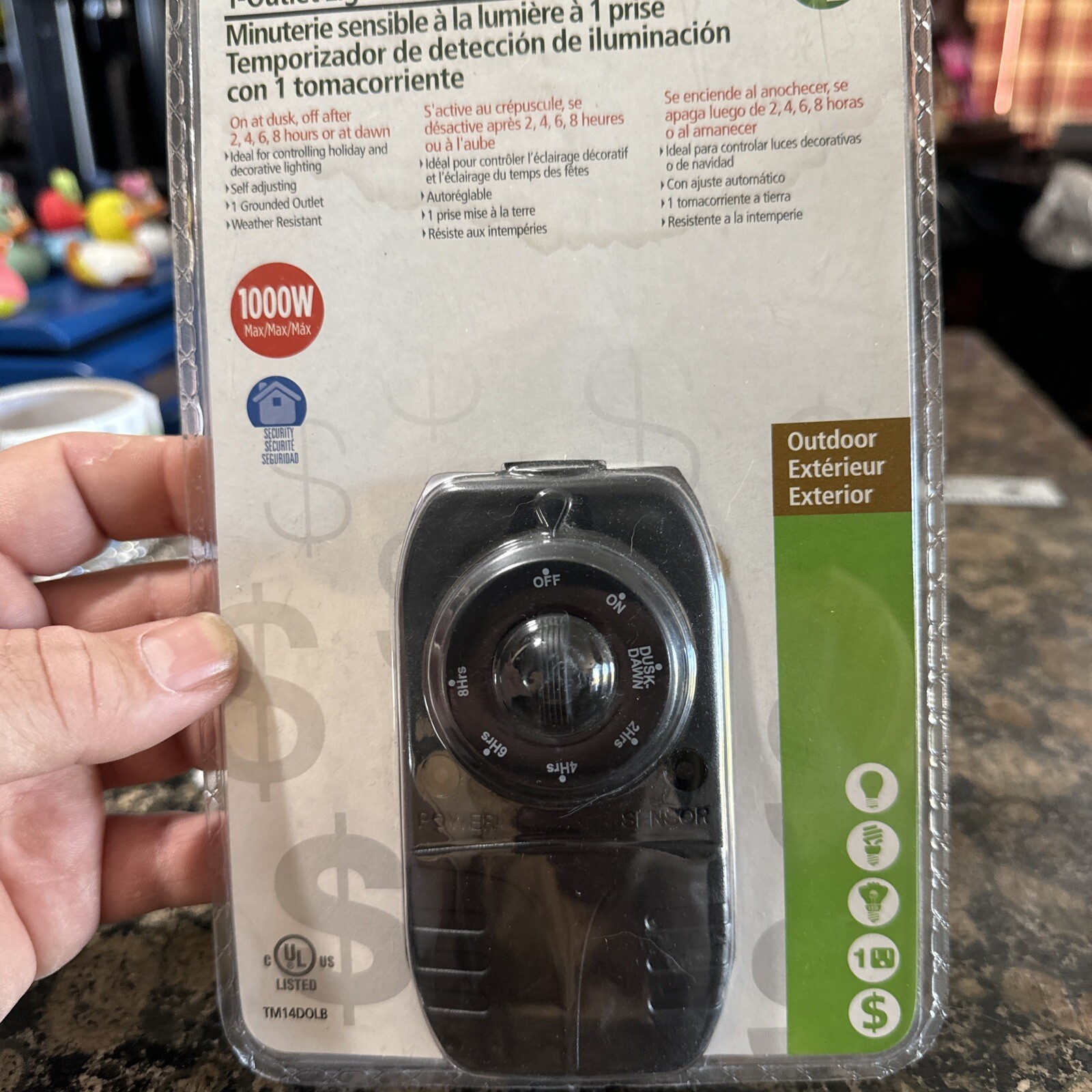 Westek TM14DOLB Black 120V 15A 1000W Programmable Outdoor Photocell Timer New