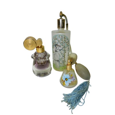 Vtg Marcel Franck Escale France Perfume Bottle Lavender Glass Bubbles Plus  2More