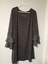  Tecera Black  knee length dress  Long sleeves Sz 3x