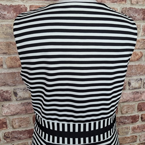 Phase Eight Dress Black White Stripe UK 14 Straight Knee Length Pencil Lined - Picture 11 of 14