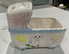 Vintage Ceramic Baby Bassinet Planter