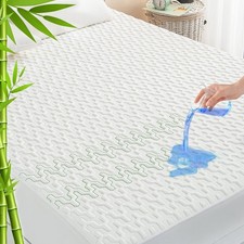 GRT Full Size Waterproof Mattress Protector Rayon Bamboo - 3D Air Fiber Cooli...