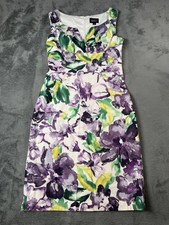 Adrianna Papell Dress Womens 8 Multicolor Floral Sleeveless Sheath Knee Length