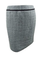 Tahari ASL Women's Boucle Velvet-Trim Straight Skirt 16, Metallic Grey 