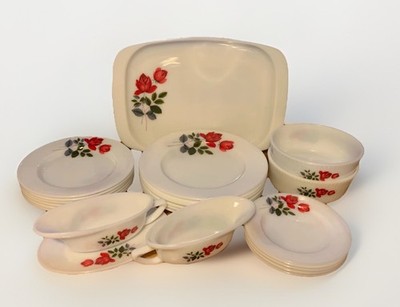Vintage JAJ Pyrex June Rose Geschirr Teller Platte Soufflé Geschirr Sauciere
