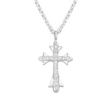 925 Sterling Silver Cross Necklace with Cubic Zirconia   Silver Plated, 45cm