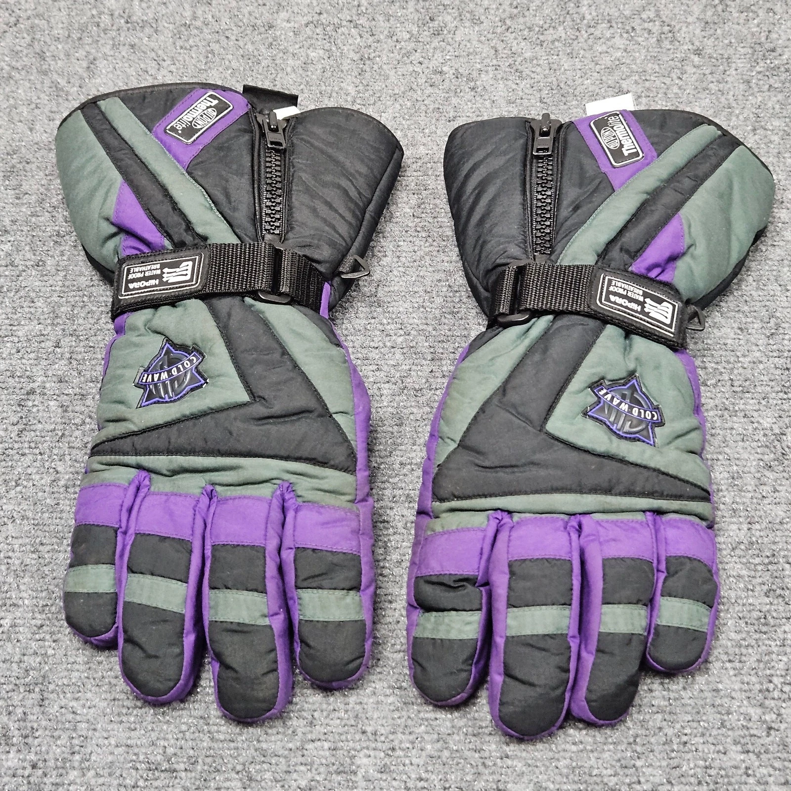 Coldwave Hipora Thermolite Ski Gloves Sz XL Purple Black Waterproof Outdoor Vtg