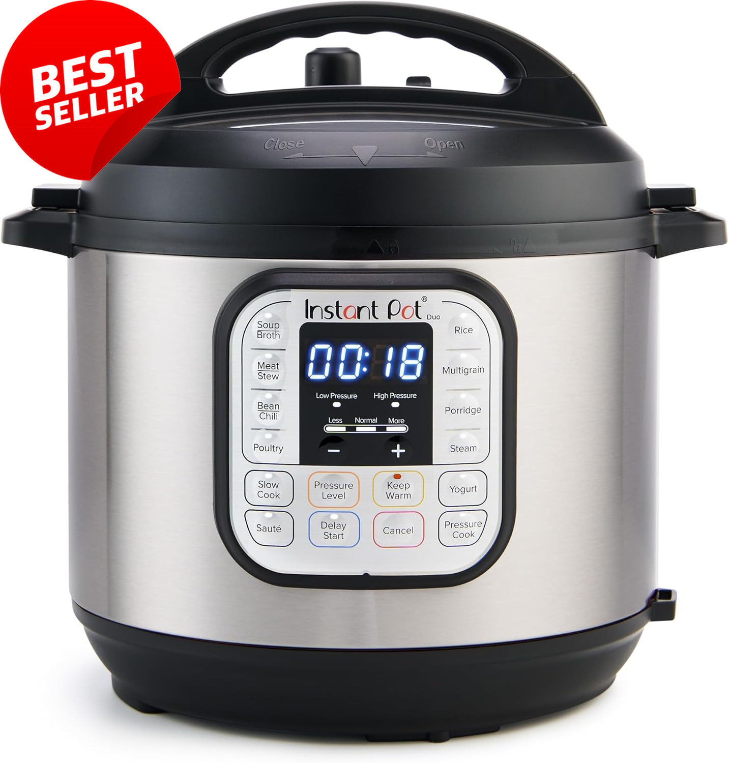 Duo 7-in-1 Electric Pressure Cooker 6QT &ndash; Slow, Rice, Yogurt, Saut&eacute;, Steel