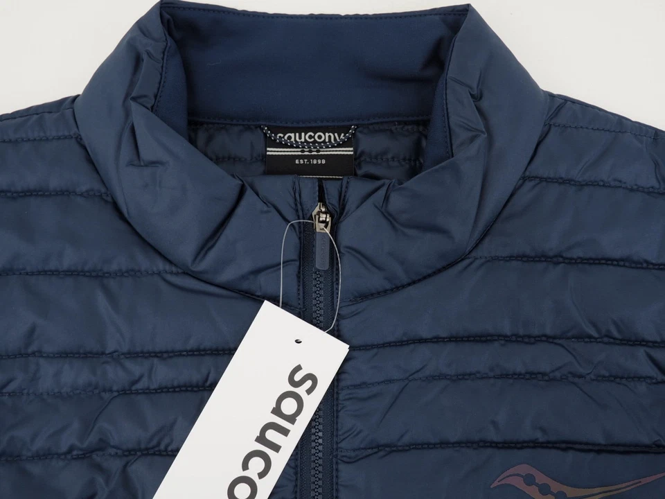 NEW! Saucony Men's Medium Hurricane Insulated Vest Blue Wind+Water Resistant - Image 4 of 4