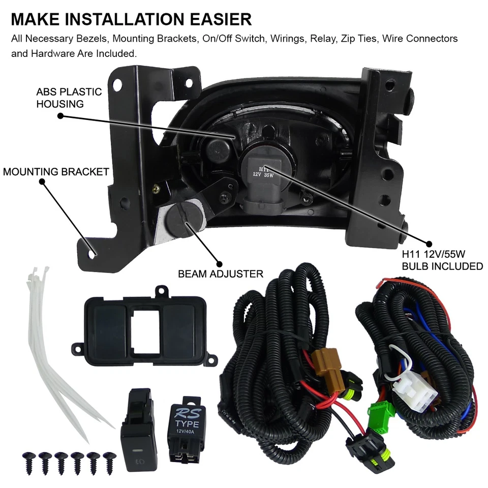 Fits 2006-2008 Honda Civic 4Dr Clear Fog Lights Bumper Lamps+Switch+Wirings Foto 4 de 4