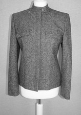 St Michael Jacke Damen UK 8 Reine Schurwolle Grau Gefüttert Vintage Top