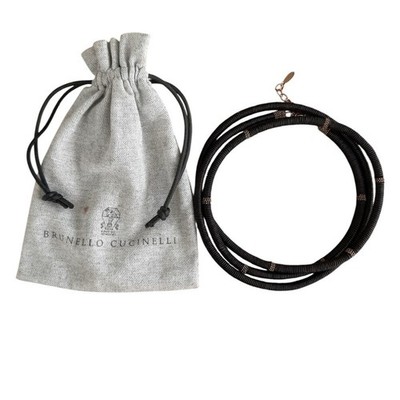 Brunello Cucinelli Brown Leather Wrap Necklace