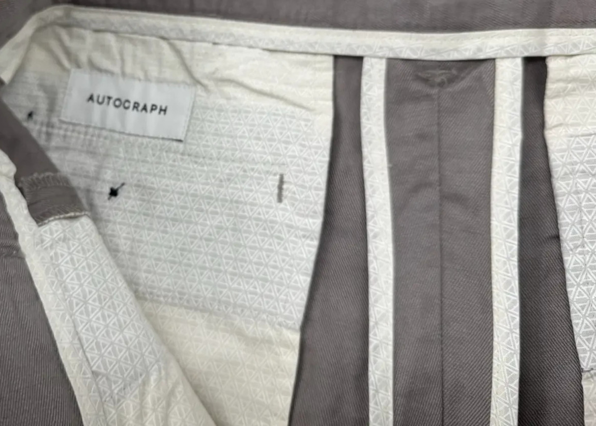 M&S Autograph Mens Shorts 34 Grey Cotton Linen Blend Tailored Chino Pleated image 2