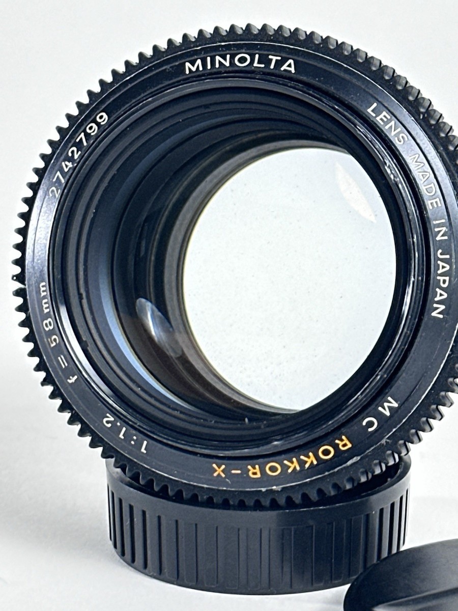 Minolta MC Rokkor-X 58mm f1.2 Lens Cine Focus Gear Mod Clean Glass