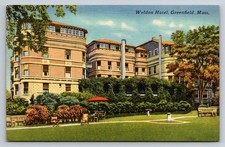 Weldon Hotel Greenfield Mass. Vintage Postcard Tichnor Quality Views