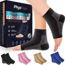 Compression Foot Sleeve Arch Support Ankle Brace Plantar Fasciitis Size M, Black