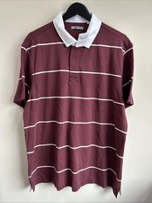 BNWT TU Men’s Polo Shirt Stripe Dark Ted Stripe Cotton XL 46-48” Chest New