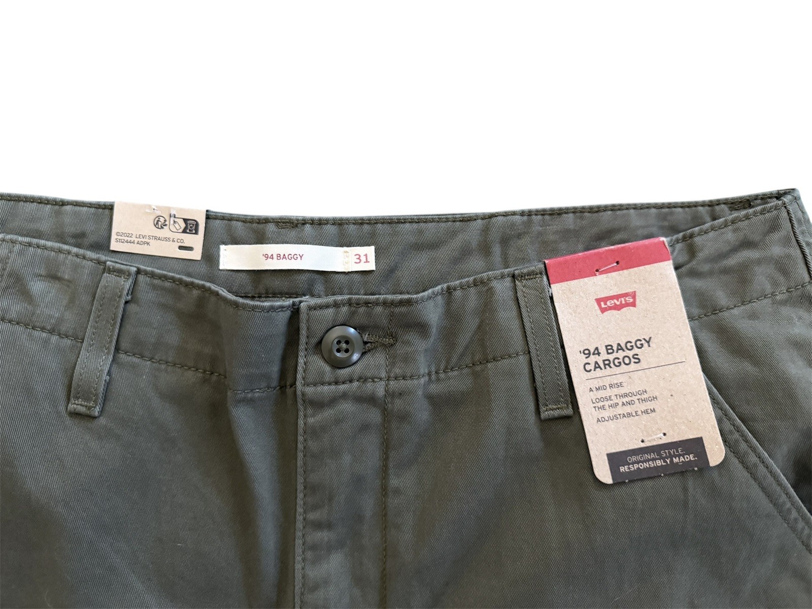 Levi’s Vintage Baggy Cargo Pants Army Green Size 31x30 thumbnail 4