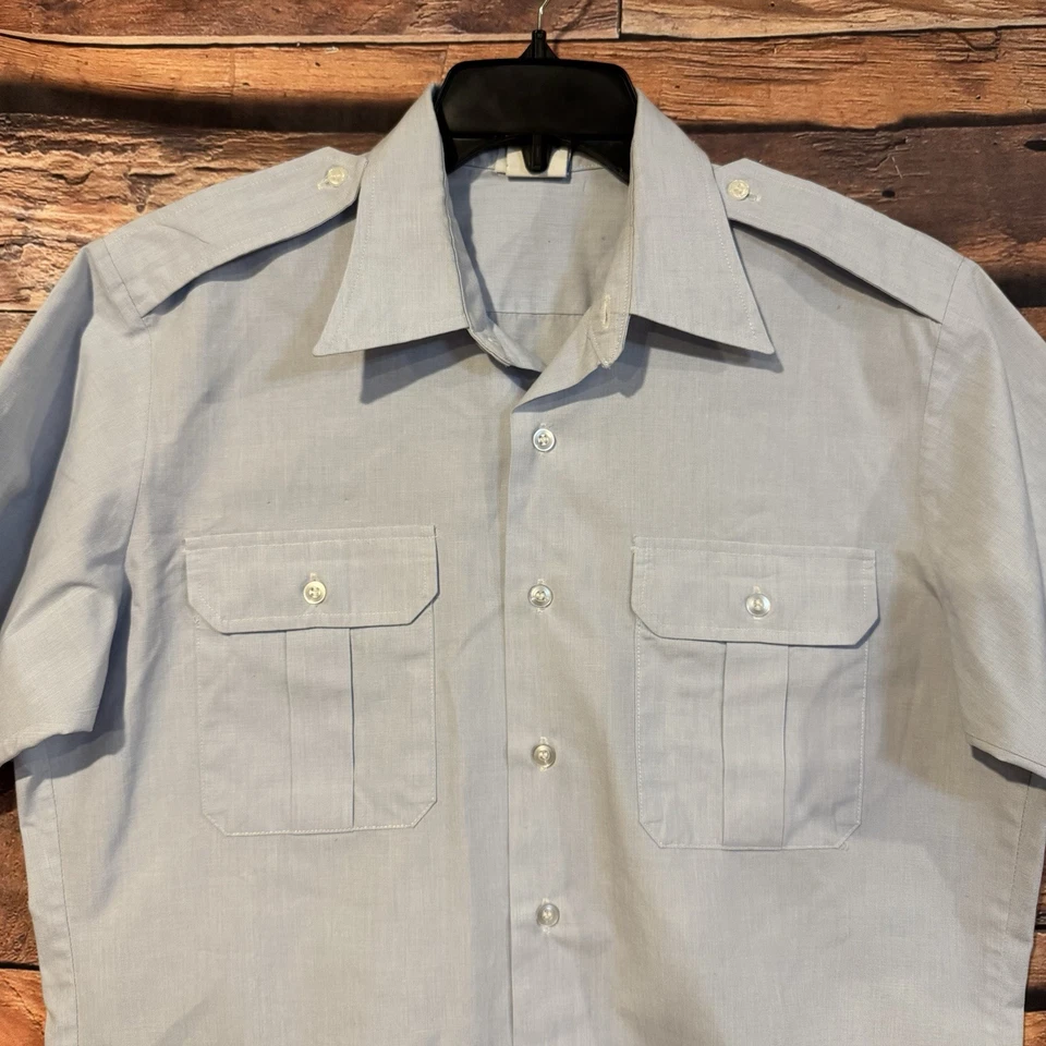 Camisa Colección Alas DSCP de EE. UU. Talla 16.5 Azul Manga Corta Uniforme Militar Foto 2 de 4