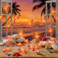 Abeja Pink Flamingo Outdoor String Lights, 8.5Ft Summer Patio String Lights w...