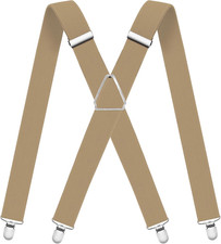 Mens Suspenders Adjustable Braces with 4 Strong Metal Clips Elastic X Back Heavy