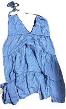 EXIST Exist Women’s Tiered Halter Mini Dress Vista Blue Size XL NWT