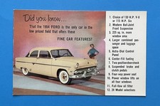 Car Postcard 1954 Ford Features 