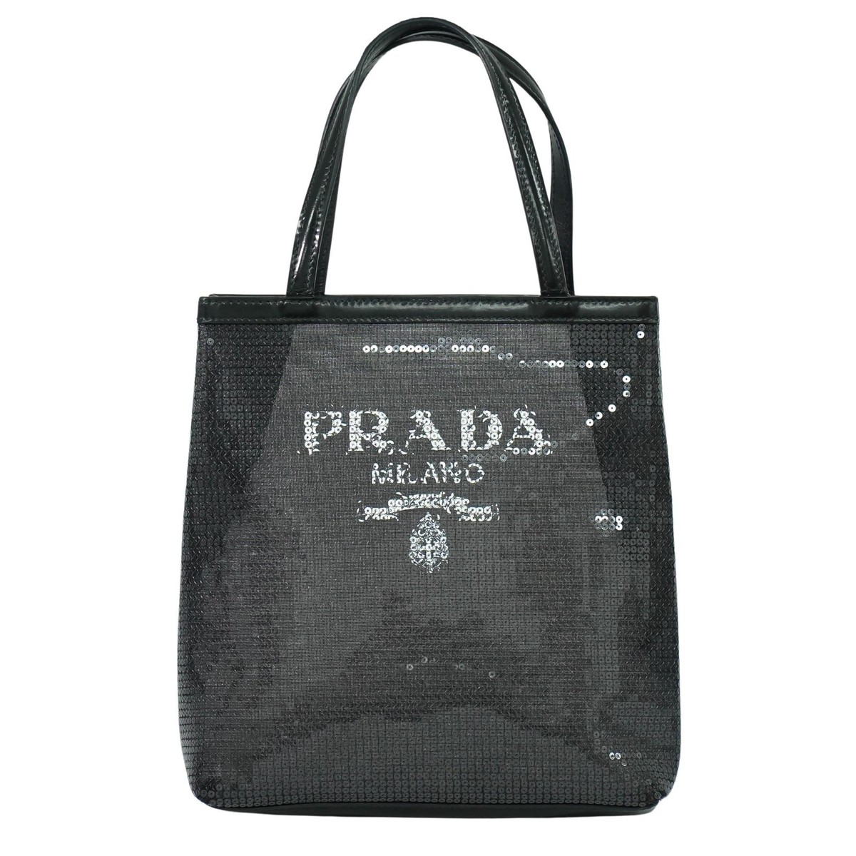 PRADA Small Sequin Mesh Tote Bag Black | eBay