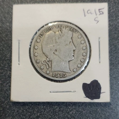 1915 Barber Half Dollar 50C Silver Circulated 0.9 Fine Silver.  #291