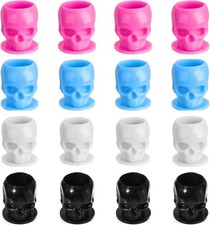Disposable Tattoo Ink Cups with Base, 60Pcs/Set Skull Design Ink Caps, 4 Colors