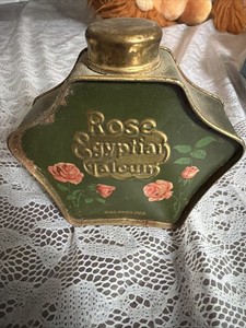 Palm Olive Rose Egyptian Talcum Powder Tin 3 oz 1920 Vintage Empty No Lid