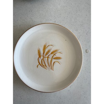Vintage 22K Gold Wheat Ceramic Bread Plate Made in USA 6.25 Inch Oven Proof
