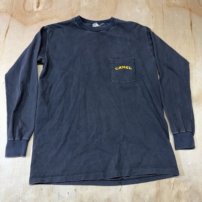 VTG 90s Camel Joe Born To Be Smooth Single Stitch Faded Black XL Pocket Shirt